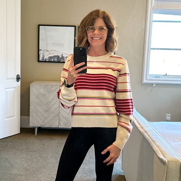 THE ELDER STATESMAN Reverse Stripe Crew Sweater M - Picture 3 of 11